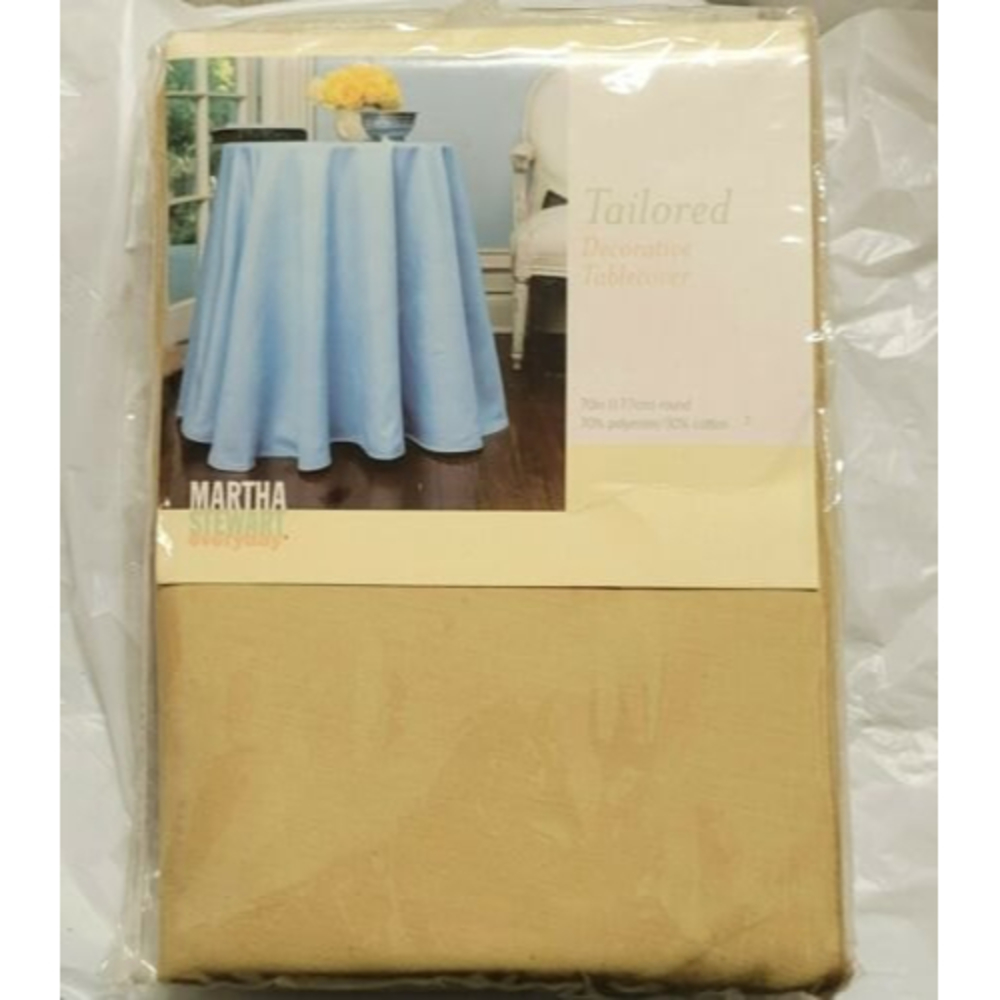 Martha Stewart Tailored Decorative Tablecloth Cover, Gold, 70” Round NIP 2003